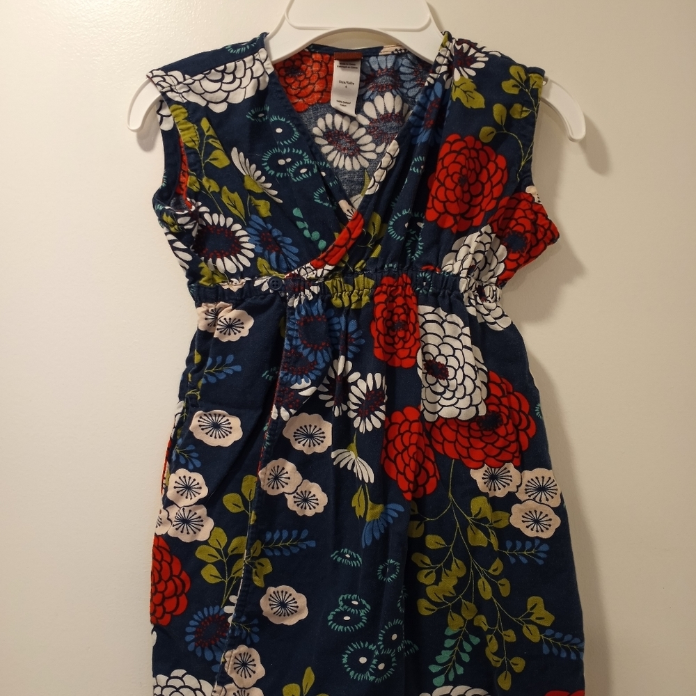 Navy Floral Toddler Girls Tea Collection Dress